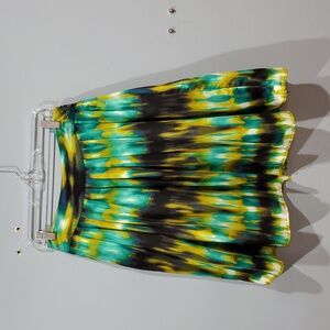 Worthington Vibrant Blue and Yellow A-Line Skirt